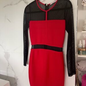 Chic Long Sleeve Red and Black Dress